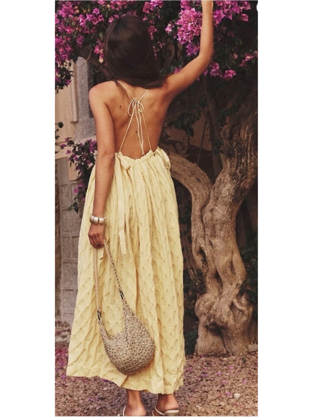 Free People NWT Primmy Textured Triangle Midi Dress Butter Yellow Boho XL - Picture 2 of 16